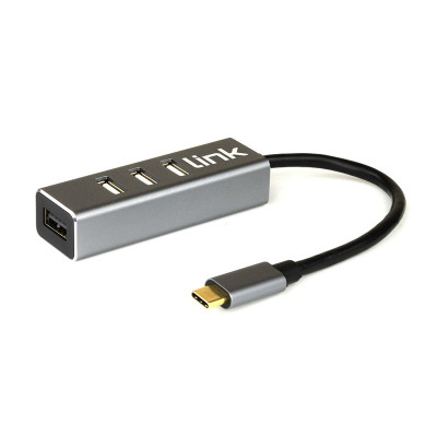 LINK LKHUB306 - HUB 4 PORTE USB TYPE C CON CAVO DA 15CM