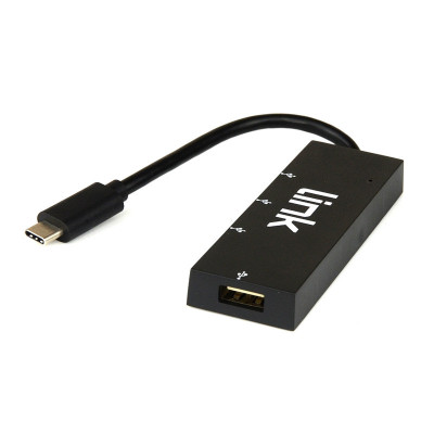 LINK LKCCH04 - HUB 4 PORTE USB CON CONNETTORE USB-C - 1 X USB 3.0 - 3 X USB 2.0