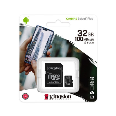 KINGSTON CANVAS SELECT PLUS 32GB (SDCS2/32GB) - MICRO SD 32GB + ADATTATORE SD