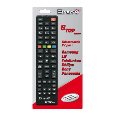 BRAVO 6 TOP BRANDS (90302247) - TELECOMANDO UNIVERSALE PER TV LG / PANASONIC / TELEFUNKEN / PHILIPS / SAMSUNG / SONY