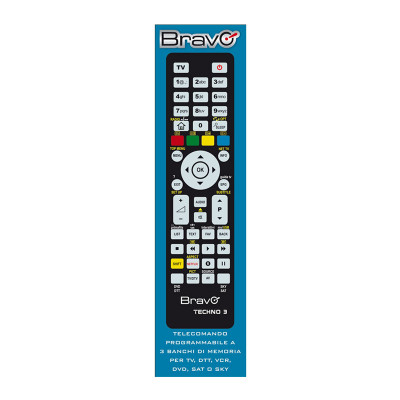 BRAVO TECHNO 3 (92602666) - TELECOMANDO PROGRAMMABILE A 3 BANCHI DI MEMORIA PER TV / VCR / DVD PLAYER / DTT / SKY
